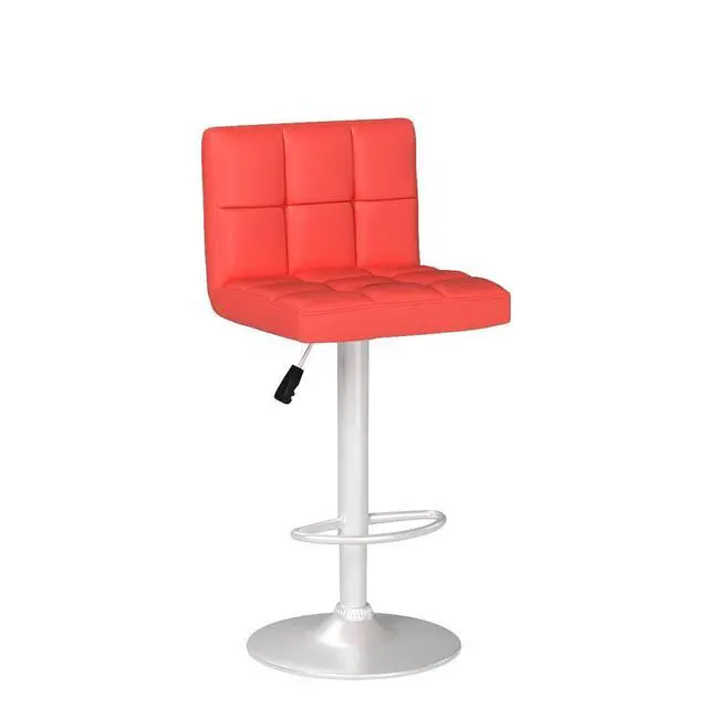 Alt view image 5 of 7 - Bar Stools Modern Pu Leather Swivel Adjustable Hydraulic Bar Stool Square Counter Height Stool Set of 2 (Red)