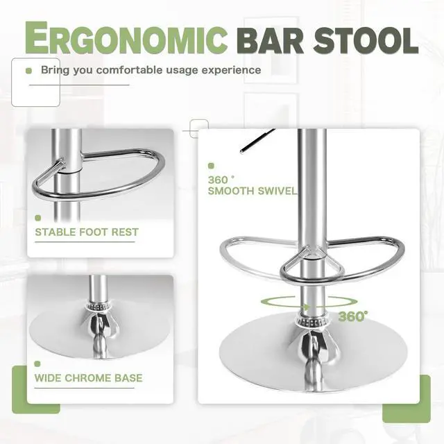 Alt view image 7 of 7 - Bar Stools Modern Pu Leather Swivel Adjustable Hydraulic Bar Stool Square Counter Height Stool Set of 2 (Red)