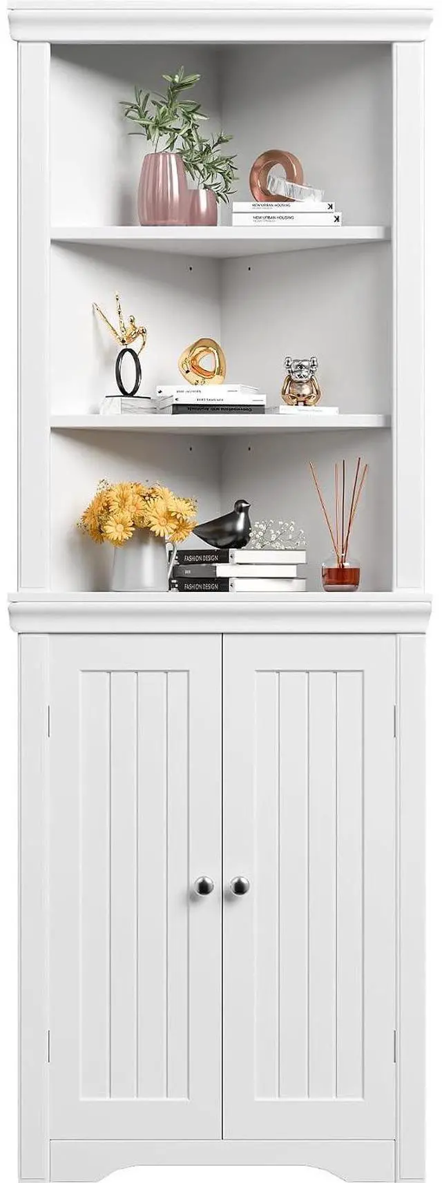 Main image of 62" Corner Cabinet, Bathroom Storage Cabinet with 6 Adjustable Shelves & 2 Doors, Freestanding Corner Shelf for Living Room, Bathroom, Kitchen (White)