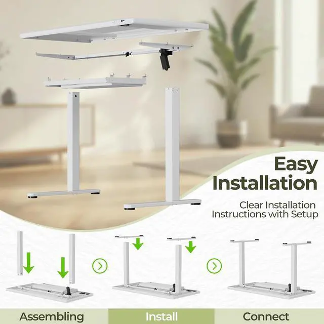 Alt view image 3 of 7 - Glass Standing Desk with Drawers, Electric Adjustable Home Office Sit Stand Desk with One-Piece Desktop & USB Charging Port for Computer Desks