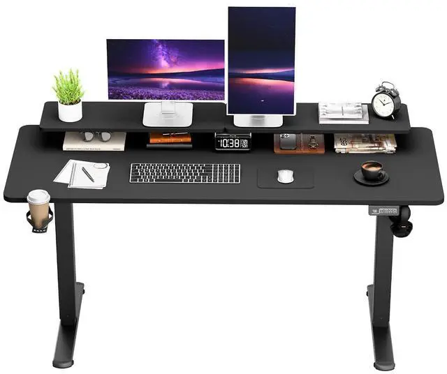 Main image of Electric Standing Desk, 63 x 24 Inches Sit Stand up Desk, Sit Stand Height Adjustable Home Office Desk with Monitor Stand (Black, 63)