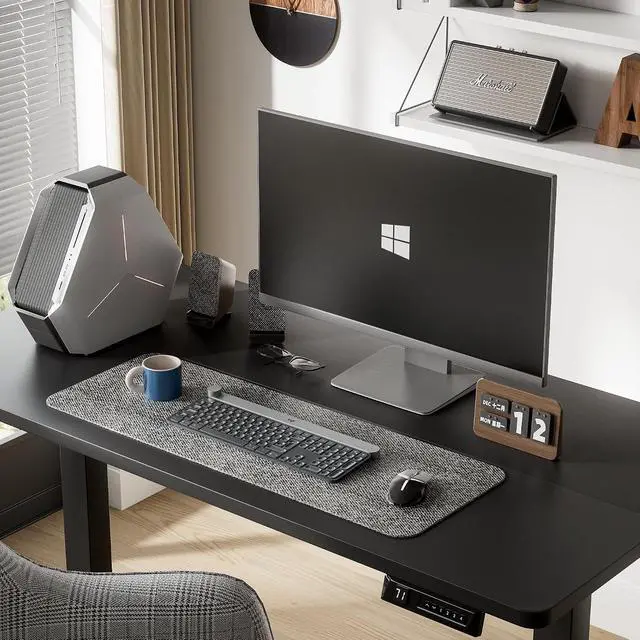 Alt view image 2 of 7 - Electric Standing Desk, 47 x 24 Inches Height Adjustable Desk with Removable Casters, Home Office Computer Desk (Carbon Black)