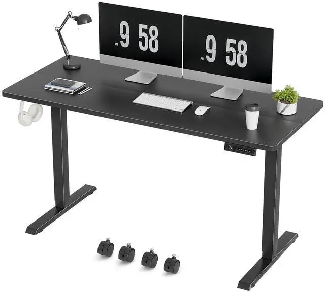 Main image of Electric Standing Desk, 55 x 24 Inches Height Adjustable Desk with Removable Casters, Home Office Computer Desk (Carbon Black)