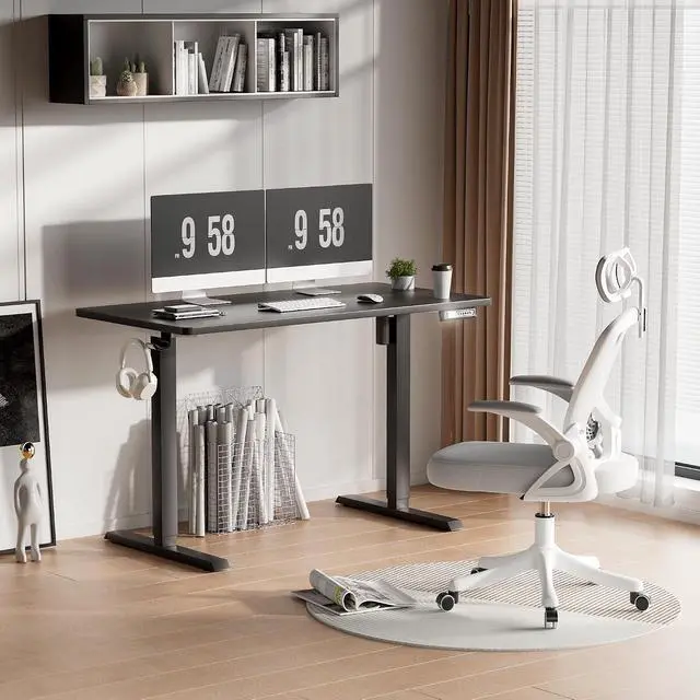 Alt view image 7 of 7 - Electric Standing Desk, 47 x 24 Inches Height Adjustable Desk with Removable Casters, Home Office Computer Desk (Carbon Black)