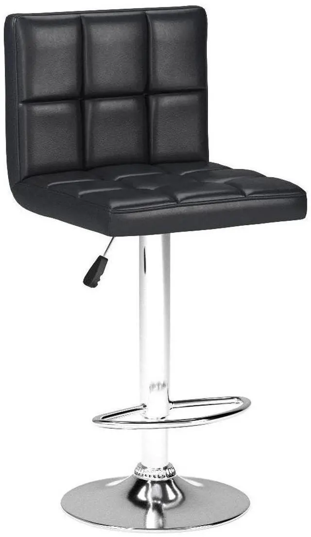 Alt view image 5 of 7 - Bar Stools Modern PU Leather Adjustable Barstools with Back Armless Hydraulic Kitchen Counter Height Swivel Bar Stool Set of 2 (Black)