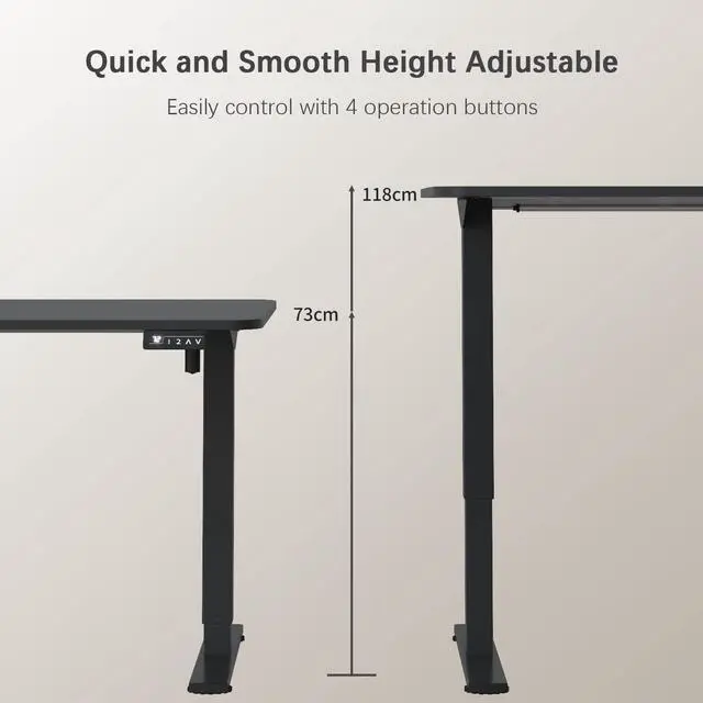 Alt view image 3 of 7 - Electric Height Adjustable Standing Desk Large 40 x 24 Inches Sit Stand up Desk Home Office Computer Desk Memory Preset with T-Shaped Metal Bracket, Black