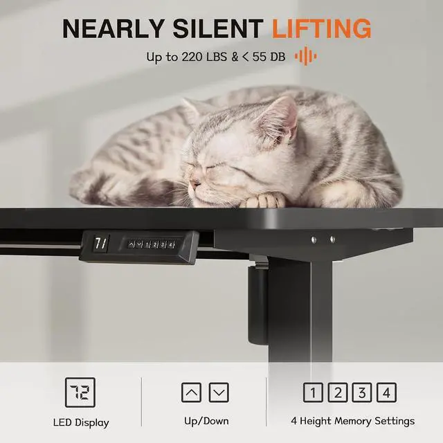 Alt view image 6 of 7 - Electric Standing Desk, 55 x 24 Inches Height Adjustable Desk with Removable Casters, Home Office Computer Desk (Carbon Black)