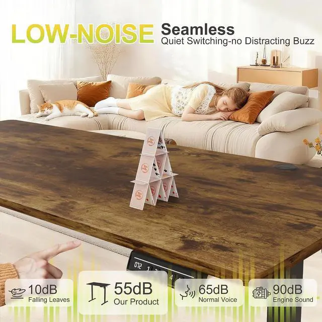 Alt view image 6 of 7 - Electric Standing Desk, 55 x 24 Inches Sit Stand up Desk, Sit Stand Height Adjustable Home Office Desk with 4 Height Position Memory (Rustic Brown, 55)