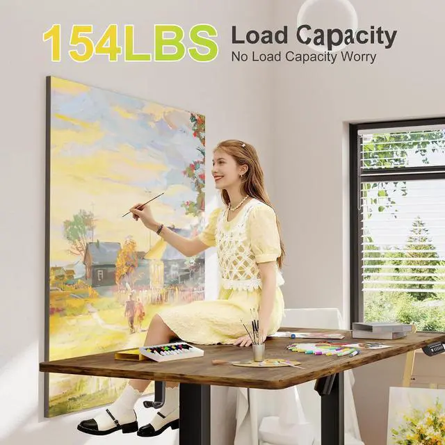 Alt view image 5 of 7 - Electric Standing Desk, 63 x 24 Inches Sit Stand up Desk, Sit Stand Height Adjustable Home Office Desk with 4 Height Position Memory (Rustic Brown, 63)