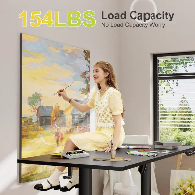 Alt view image 5 of 7 - Electric Standing Desk, 63 x 24 Inches Sit Stand up Desk, Sit Stand Height Adjustable Home Office Desk with 4 Height Position Memory (Black, 63)