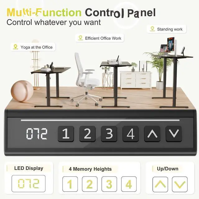 Alt view image 4 of 7 - Electric Standing Desk, 40 x 24 Inches Sit Stand up Desk, Sit Stand Height Adjustable Home Office Desk with 4 Height Position Memory (Black, 40)