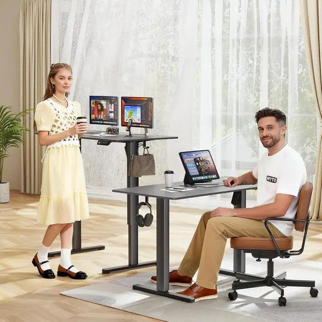 Alt view image 7 of 7 - Electric Standing Desk, 40 x 24 Inches Sit Stand up Desk, Sit Stand Height Adjustable Home Office Desk with 4 Height Position Memory (Black, 40)
