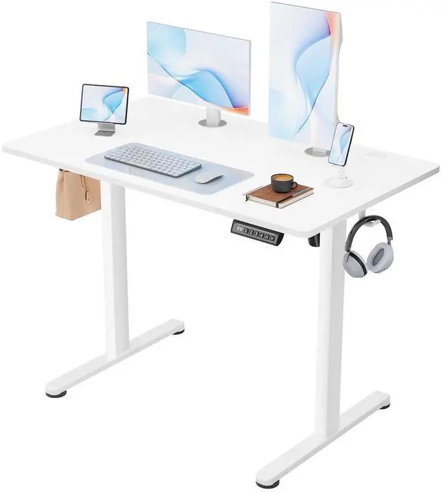 Main image of Electric Standing Desk, 40 x 24 Inches Sit Stand up Desk, Sit Stand Height Adjustable Home Office Desk with 4 Height Position Memory (White, 40)