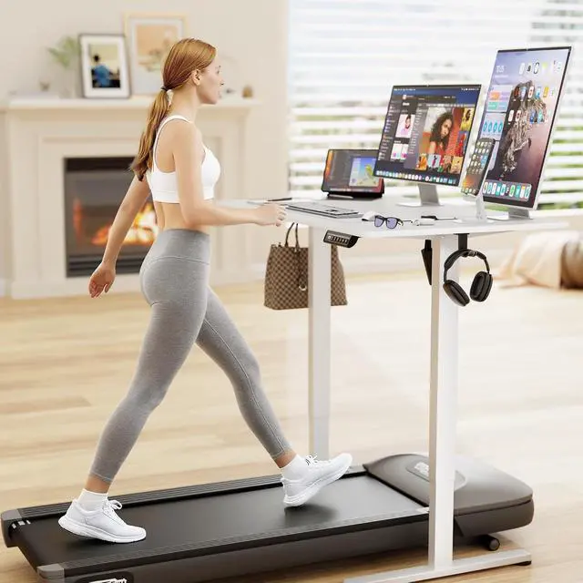 Alt view image 2 of 7 - Electric Standing Desk, 40 x 24 Inches Sit Stand up Desk, Sit Stand Height Adjustable Home Office Desk with 4 Height Position Memory (White, 40)