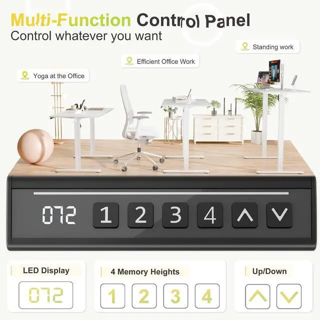 Alt view image 4 of 7 - Electric Standing Desk, 40 x 24 Inches Sit Stand up Desk, Sit Stand Height Adjustable Home Office Desk with 4 Height Position Memory (White, 40)