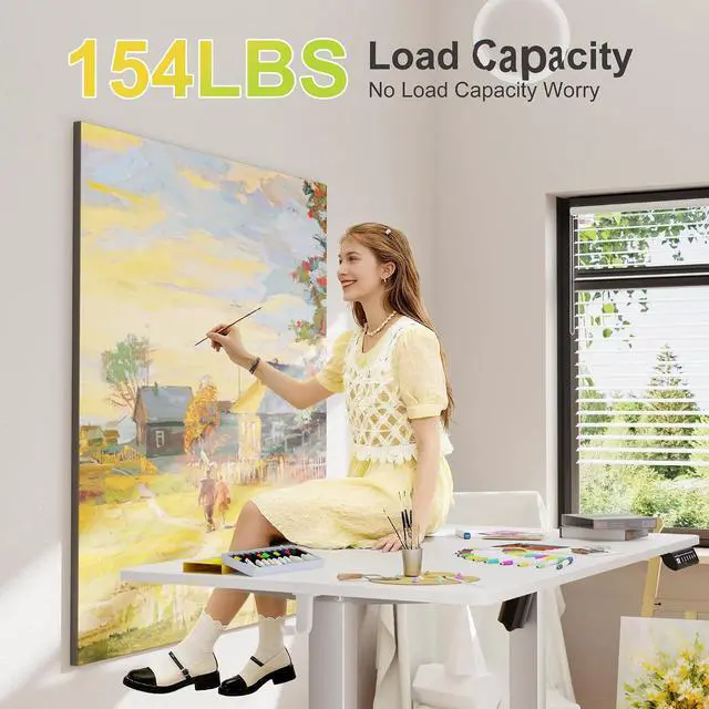 Alt view image 5 of 7 - Electric Standing Desk, 40 x 24 Inches Sit Stand up Desk, Sit Stand Height Adjustable Home Office Desk with 4 Height Position Memory (White, 40)