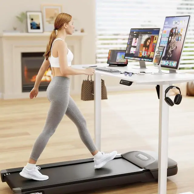 Alt view image 2 of 7 - Electric Standing Desk, 55 x 24 Inches Sit Stand up Desk, Sit Stand Height Adjustable Home Office Desk with 4 Height Position Memory (White, 55)