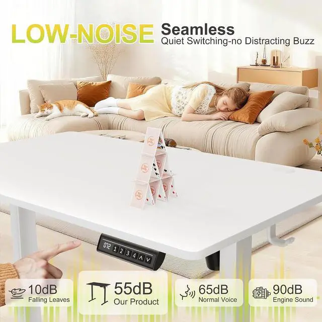 Alt view image 6 of 7 - Electric Standing Desk, 40 x 24 Inches Sit Stand up Desk, Sit Stand Height Adjustable Home Office Desk with 4 Height Position Memory (White, 40)