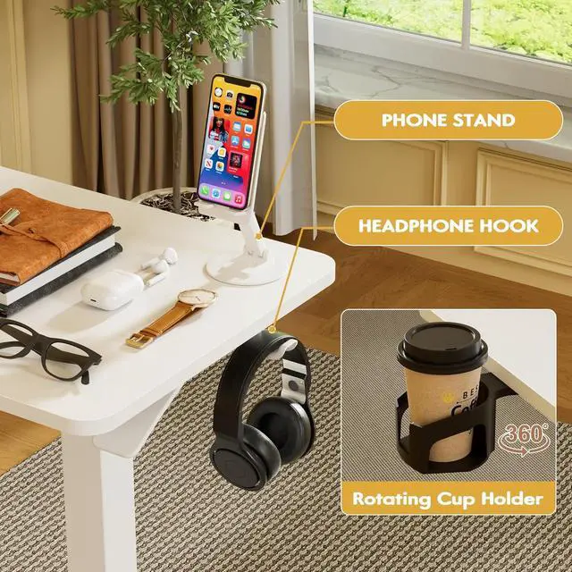 Alt view image 6 of 7 - Mobile Standing Desk with Wheels, Pneumatic Adjustable Rolling Computer Desk Laptop Table for Bed, Couch (White-1,Small)
