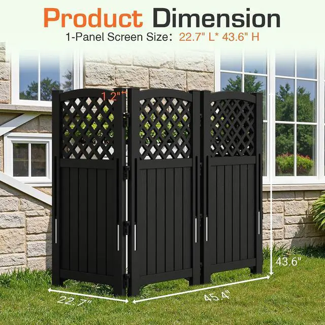 Alt view image 2 of 7 - Outdoor Privacy Fence Screen Lattice Mesh Outside Screen Enclosure Balcony Panels Wall Air Conditioner Fence Trash Can Pool Equipment Enclosure for Yard Patio Backyard, Black
