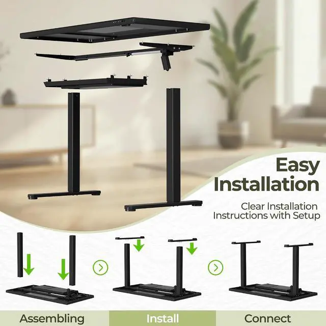 Alt view image 3 of 7 - Glass Standing Desk with Drawers, Electric Adjustable Home Office Sit Stand Desk with One-Piece Desktop & USB Charging Port for Computer Desks (Black Glass, 48 Inch)