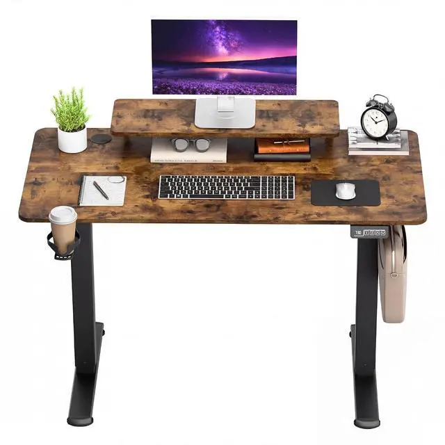 Main image of Electric Standing Desk, 55 x 24 Inches Sit Stand up Desk, Sit Stand Height Adjustable Home Office Desk with Monitor Stand (Rustic Brown, 47)