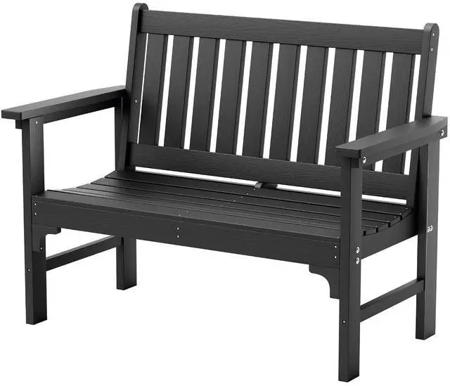 Main image of Outdoor Garden Bench,2-Person Heavy Duty Ergonomic Outside Benches Weatherproof with 700 lbs Capacity,Ideal for Patio, Porch, Backyard, Black