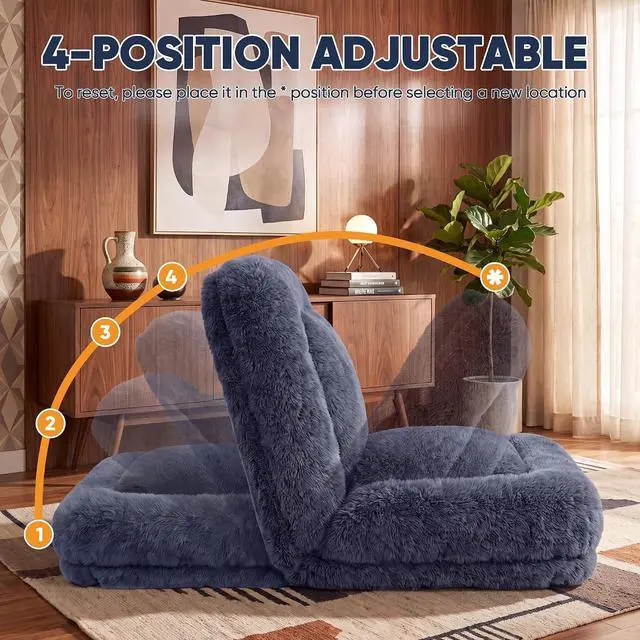 Alt view image 4 of 7 - Japanese Floor Mattress, 9.4" Thicken Floor Mattress with Adjustable Backrest, Upholstered Foldable Mattress Sleeping Pad with 2 Soft Cushions for Guest Room, Dormitory (Dark Blue)