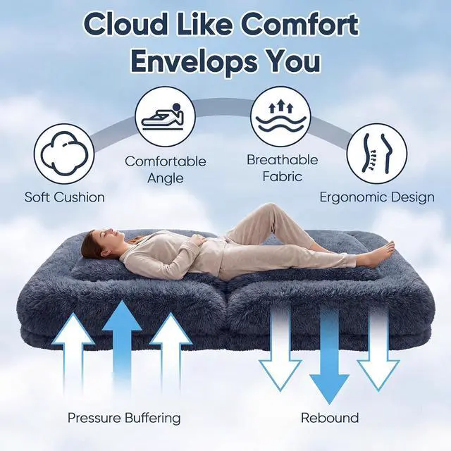 Alt view image 6 of 7 - Japanese Floor Mattress, 9.4" Thicken Floor Mattress with Adjustable Backrest, Upholstered Foldable Mattress Sleeping Pad with 2 Soft Cushions for Guest Room, Dormitory (Dark Blue)