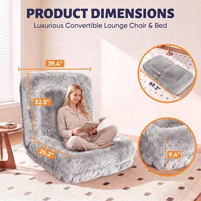 Alt view image 2 of 7 - Japanese Floor Mattress, 9.4" Thicken Floor Mattress with Adjustable Backrest, Upholstered Foldable Mattress Sleeping Pad with 2 Soft Cushions for Guest Room, Dormitory (Gray)