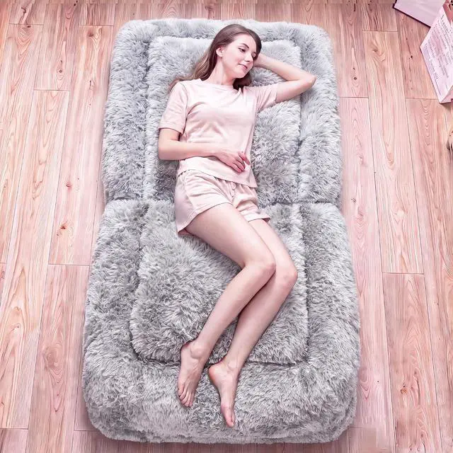 Alt view image 3 of 7 - Japanese Floor Mattress, 9.4" Thicken Floor Mattress with Adjustable Backrest, Upholstered Foldable Mattress Sleeping Pad with 2 Soft Cushions for Guest Room, Dormitory (Gray)