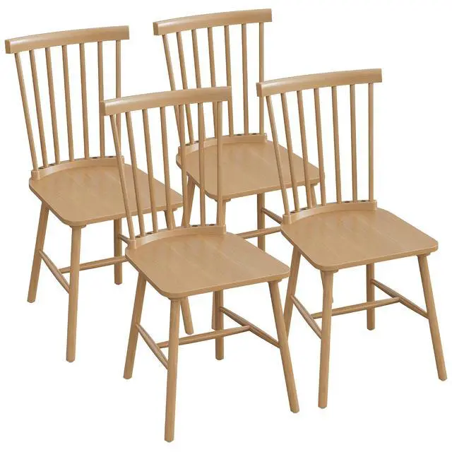 Alt view image 5 of 7 - Dining Chairs Set of 4 Wooden Dining Chair Farmhouse Spindle Back Kitchen Chairs Windor Dining Chairs for Kitchen, Living Room, Restaurant (Natural Color)