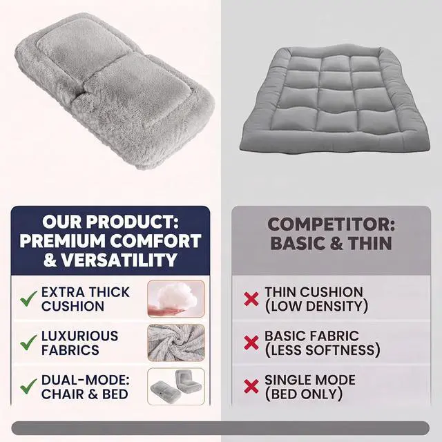 Alt view image 5 of 7 - Japanese Floor Mattress, 9.4" Thicken Floor Mattress with Adjustable Backrest, Upholstered Foldable Mattress Sleeping Pad with 2 Soft Cushions for Guest Room, Dormitory (Gray)