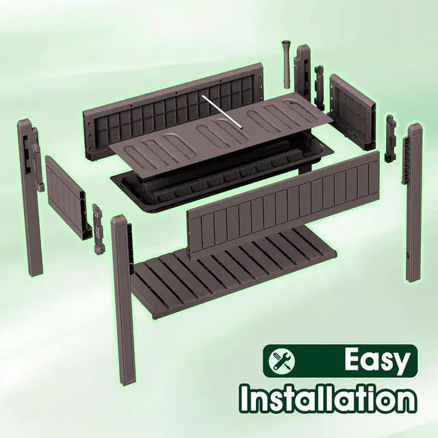 Alt view image 2 of 7 - 30 Gallon Raised Garden Bed with Legs, Evaluated Plastic Planter Box with Storage Shelf for Herbs, Vegetables, Flowers, Garden Planter for Backyard, Patio, Balcony