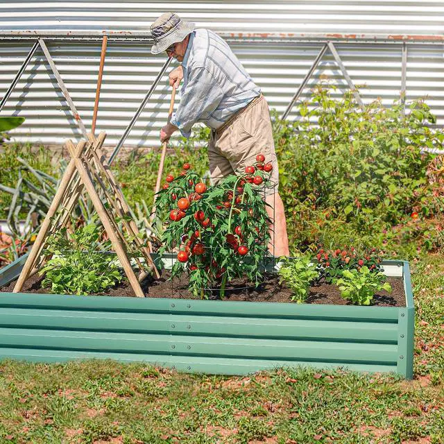 Alt view image 3 of 7 - 71x36x12in Galvanized Raised Garden Bed Elevated Outdoor Metal Planter Beds Deep Root Raised Planter Boxes with Support Bar for Planting Flowers, Herbs, Fruits
