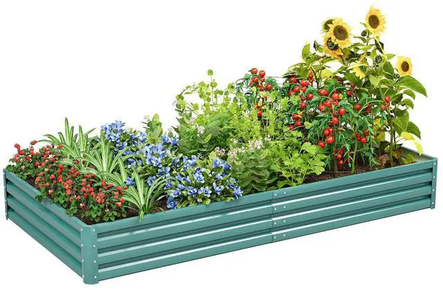 Main image of 94x47x12in Galvanized Raised Garden Bed Elevated Outdoor Metal Planter Beds Deep Root Raised Planter Boxes with Support Bar for Planting Flowers, Herbs, Fruits