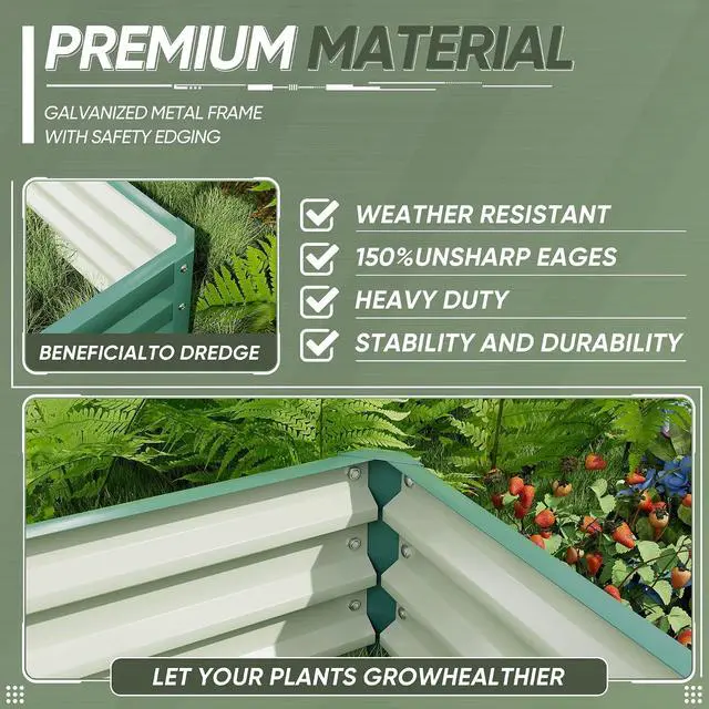 Alt view image 4 of 7 - 71x36x12in Galvanized Raised Garden Bed Elevated Outdoor Metal Planter Beds Deep Root Raised Planter Boxes with Support Bar for Planting Flowers, Herbs, Fruits