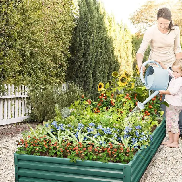 Alt view image 5 of 7 - 94x47x12in Galvanized Raised Garden Bed Elevated Outdoor Metal Planter Beds Deep Root Raised Planter Boxes with Support Bar for Planting Flowers, Herbs, Fruits