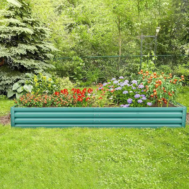 Alt view image 2 of 7 - 94x47x12in Galvanized Raised Garden Bed Elevated Outdoor Metal Planter Beds Deep Root Raised Planter Boxes with Support Bar for Planting Flowers, Herbs, Fruits