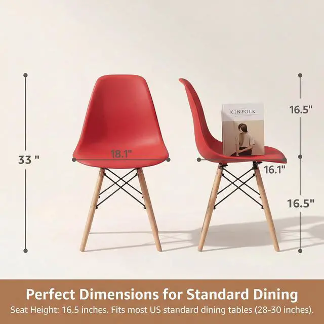 Alt view image 3 of 7 - Modern Style Dining Chair Mid Century Modern DSW Chair, Shell Lounge Plastic Chair for Kitchen, Dining, Bedroom, Living Room Side Chairs Set of 4