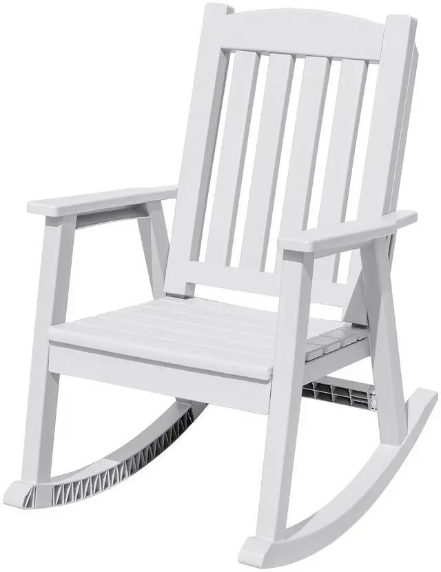 Main image of Outdoor Rocking Chairs, PP Material Patio Rocking Chairs All Weather Resistant, Heavy Duty Rockers with High Back for Patio Backyard Porch (White)