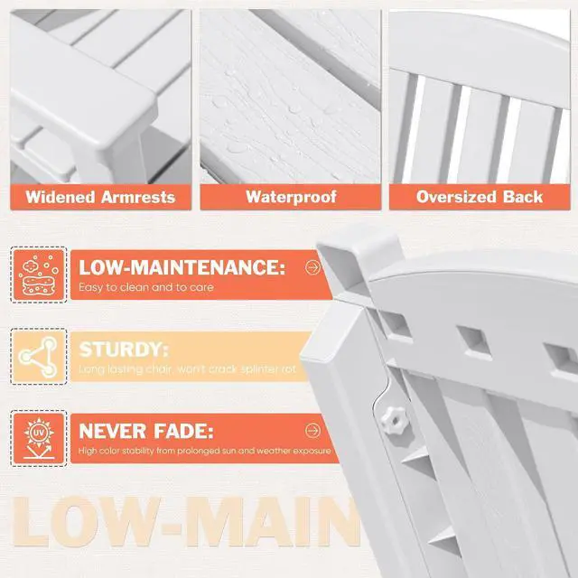 Alt view image 7 of 7 - Outdoor Rocking Chairs, PP Material Patio Rocking Chairs All Weather Resistant, Heavy Duty Rockers with High Back for Patio Backyard Porch (White)
