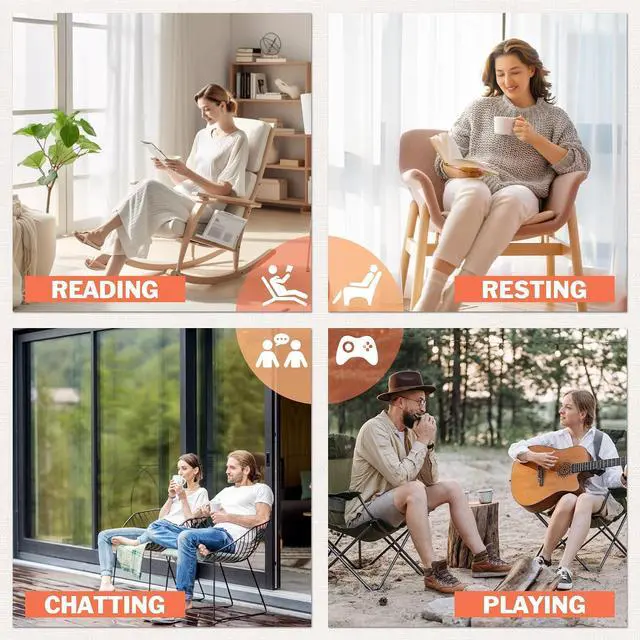 Alt view image 6 of 7 - Outdoor Rocking Chairs, PP Material Patio Rocking Chairs All Weather Resistant, Heavy Duty Rockers with High Back for Patio Backyard Porch (White)