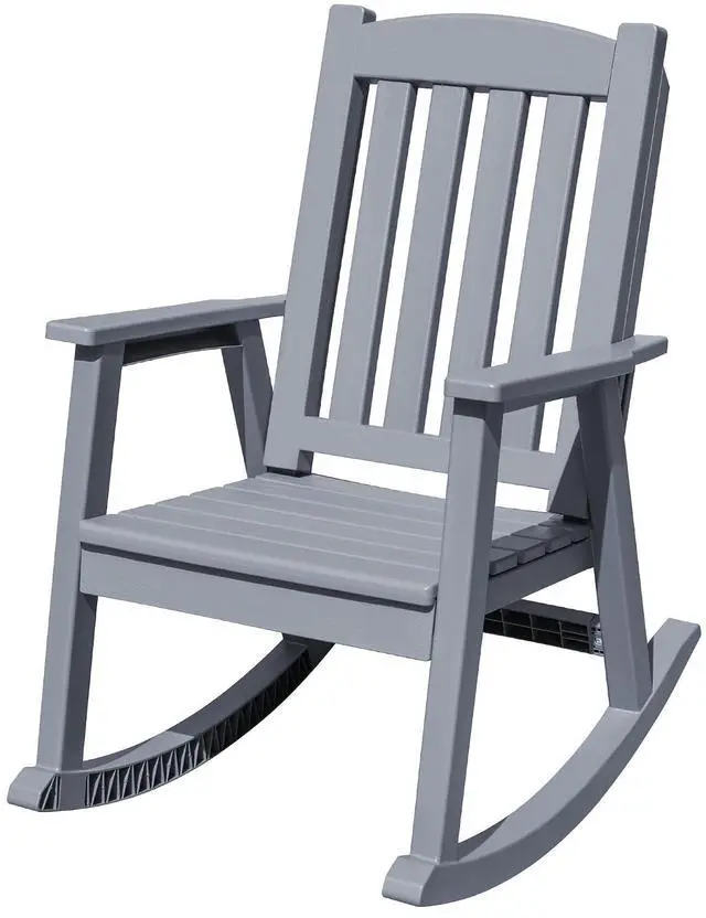 Main image of Outdoor Rocking Chairs, PP Material Patio Rocking Chairs All Weather Resistant, Heavy Duty Rockers with High Back for Patio Backyard Porch (Gray)