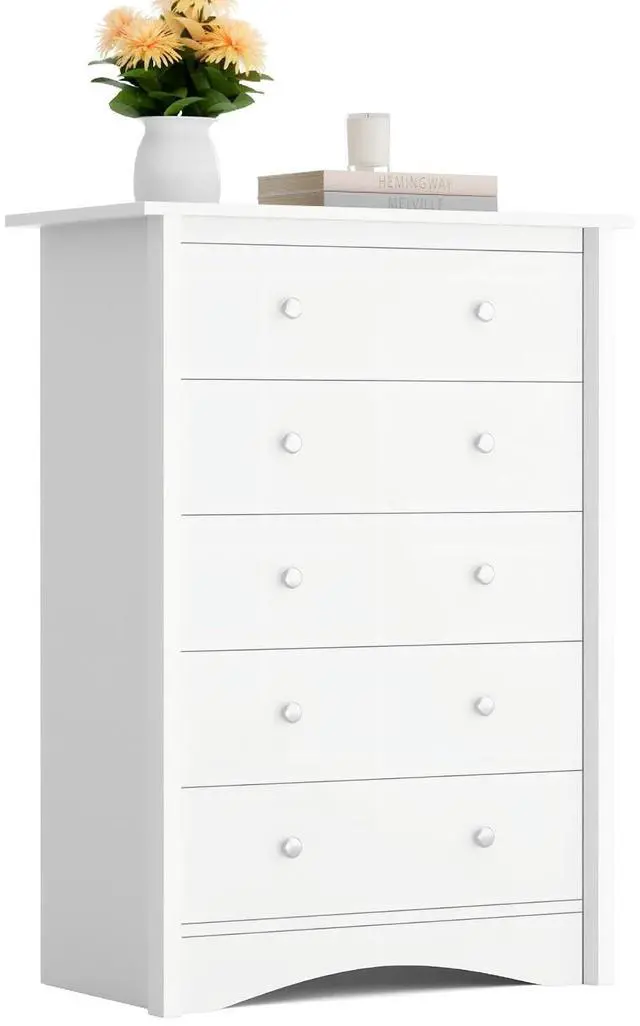 Main image of Tall Dresser for Bedroom, 5 Drawer Dresser, Chest of Drawers, Organizer Drawers, for Hallway Entryway (White)