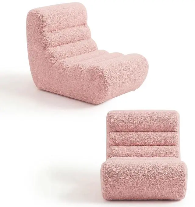Main image of Bean Bag Chairs for Adults, Chaise Lounge Chair Indoor with Memory Foam, Cozy Reading Chair with Convenient Movable Handle for Living Room, Apartment, Home Theater (Pink)