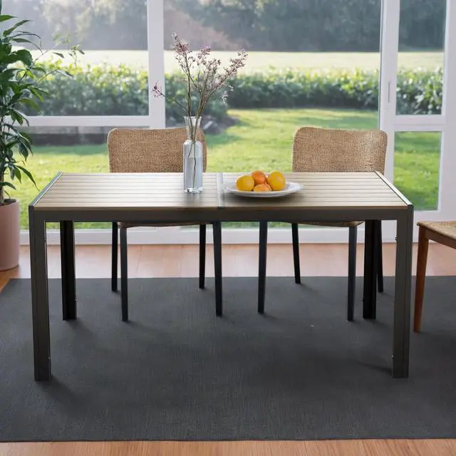 Alt view image 7 of 7 - Dining Table Wood Tabletop Dining Table for 6 Rectangular Kitchen Table with Metal Legs for Living Room, Dining Room, 59 * 35.4 * 28.3 inch