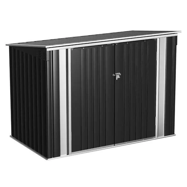 Alt view image 2 of 7 - 5.8 x 3.3 FT Storage Shed Outdoor Metal Trash Can Shed with Hydraulic Gas Rod Lockable Garden Tool Shed for Backyard, Lawn, Roadside