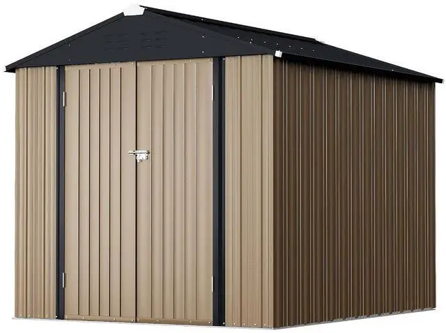 Main image of 6 x 4 FT Shed Outdoor Storage Shed Metal Garden Shed with Lockable Door Outside Waterproof Tool Shed for Backyard, Patio, Lawn (Brown)