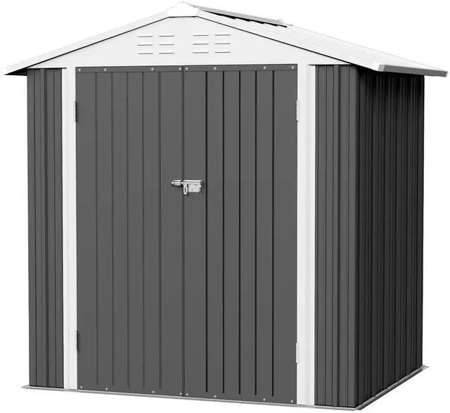 Main image of 6x4 FT Storage Shed Waterproof Metal Garden Shed with Lockable Door Utility Tool Shed Outdoor Storage for Backyard, Patio and Lawn, Grey